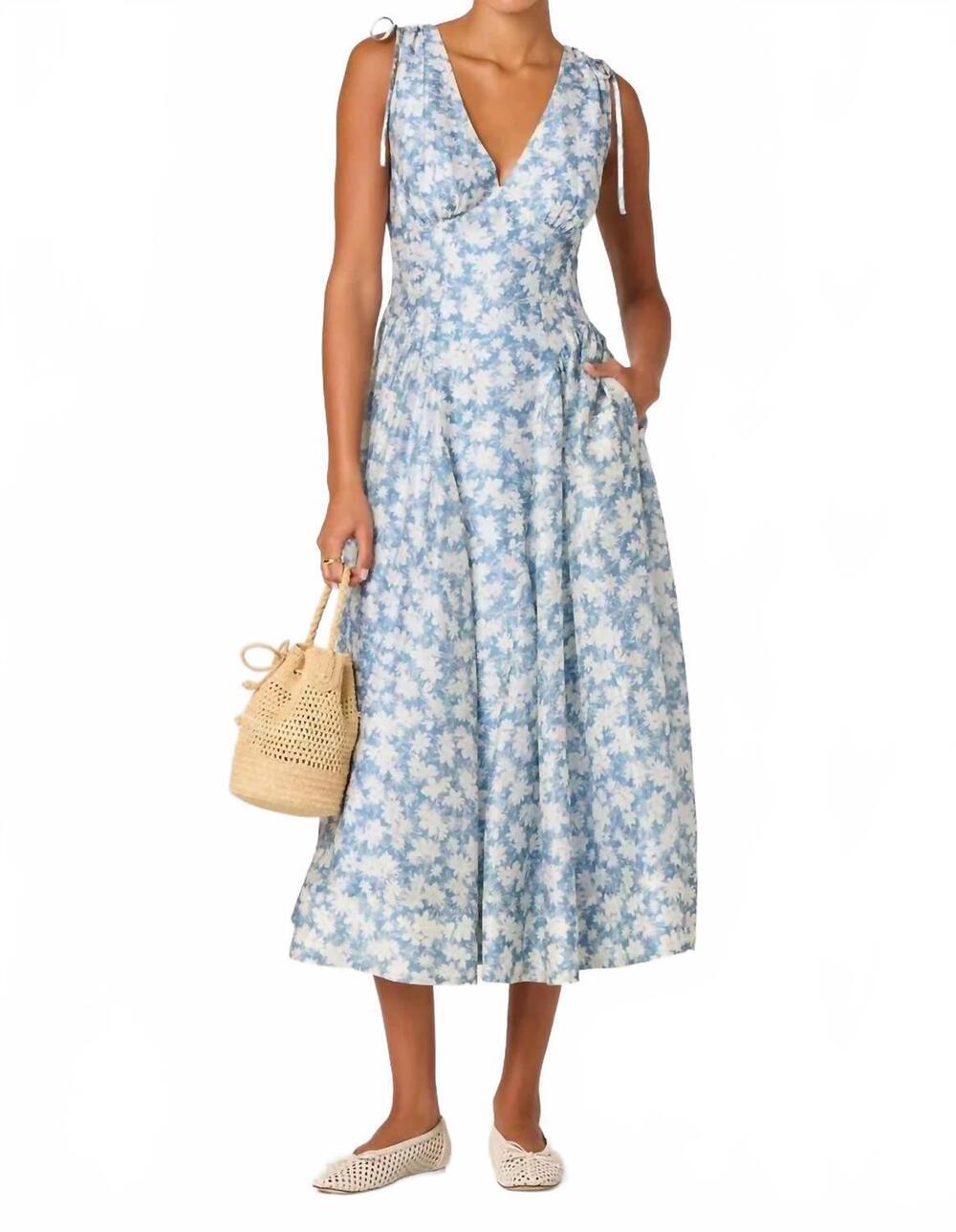 NEW ASTR emmery floral wrap midi dress in blue